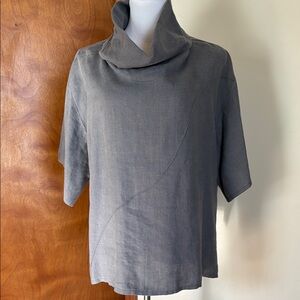 LeMair Handcrafts Gray Cowl Neck Top Linen Shirt XL